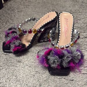 Betsey Johnson Black and Purple Heels